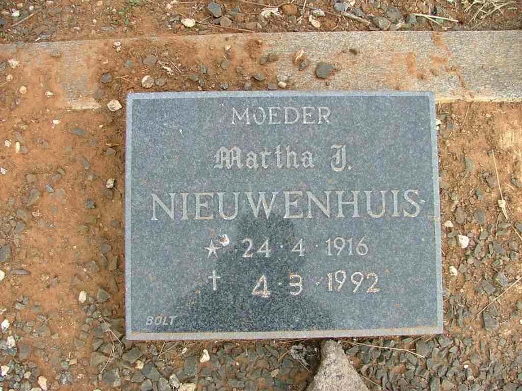 NIEUWENHUIS Martha J. 1916-1992