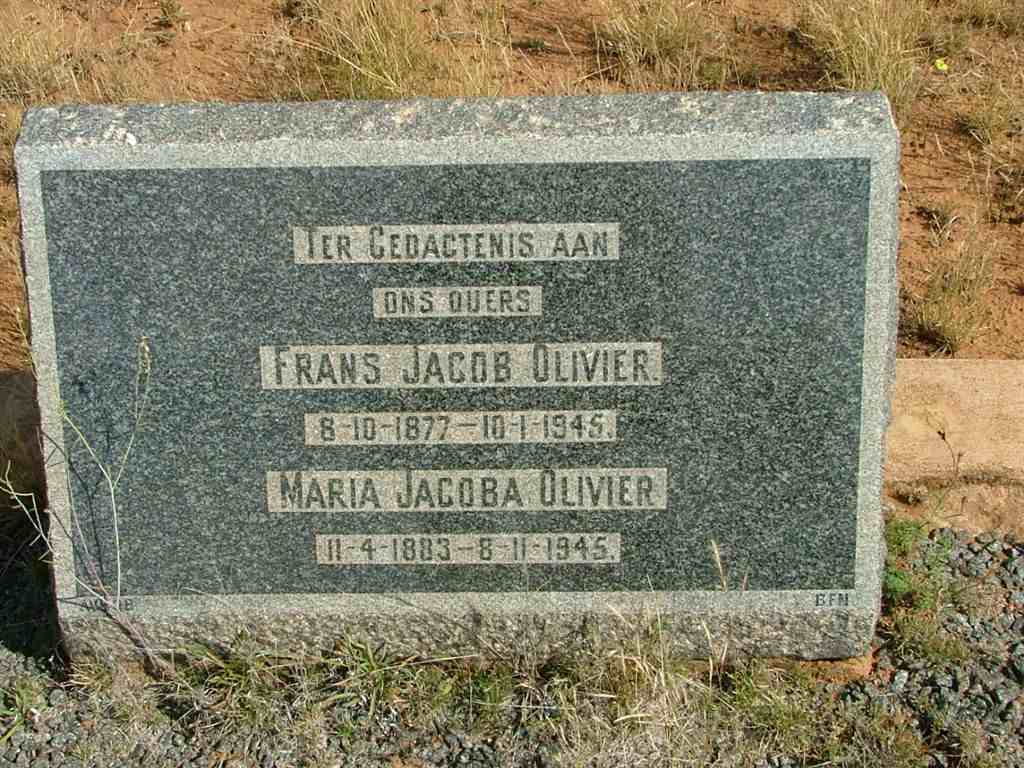 OLIVIER Frans Jacob 1877-1945 &amp; Maria Jacoba 1883-1945