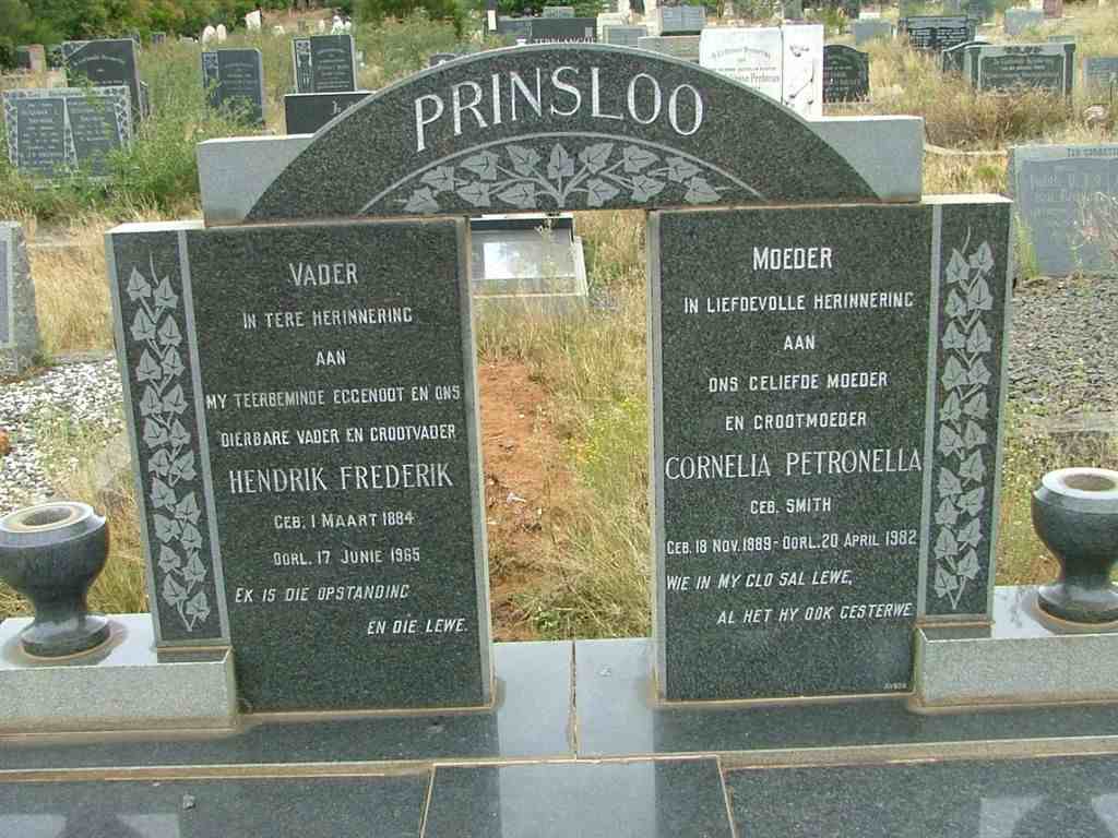 PRINSLOO Hendrik Frederik 1884-1965 &amp; Cornelia Petronella SMITH 1889-1982