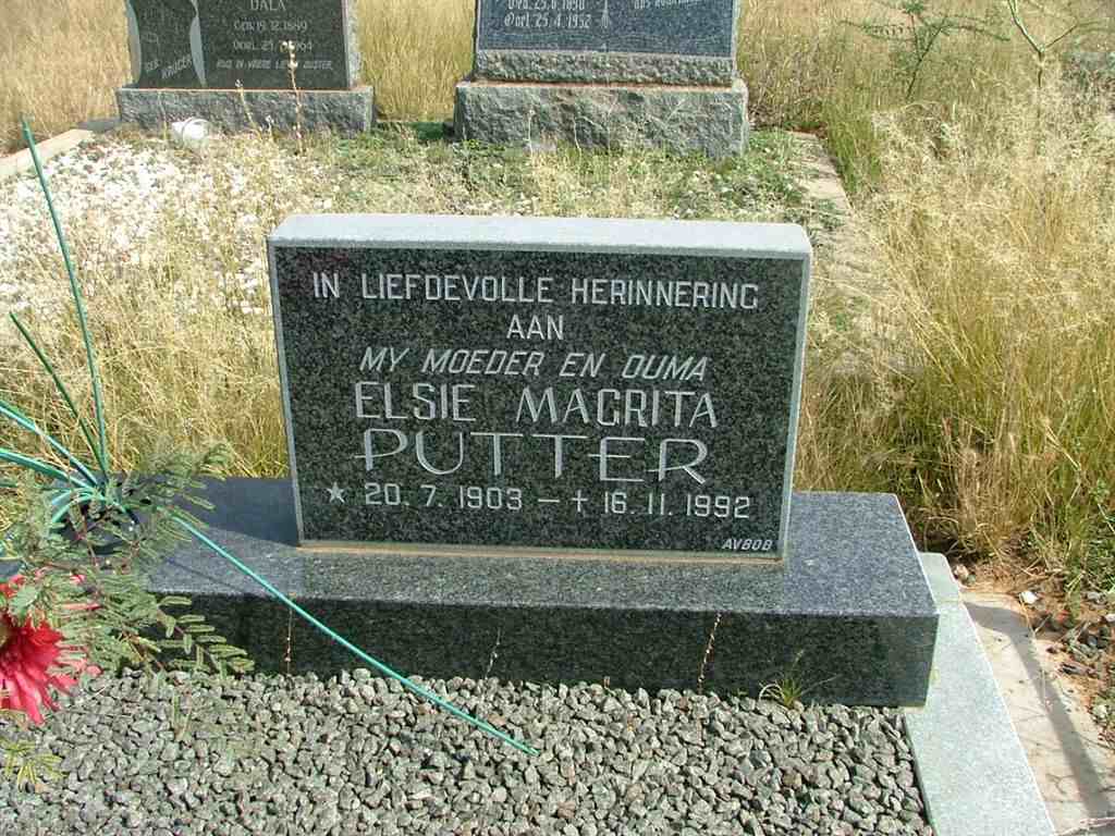 PUTTER Elsie Magrita 1903-1992