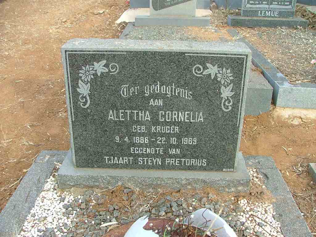 PRETORIUS Alettha Cornelia nee KRUGER 1886-1969