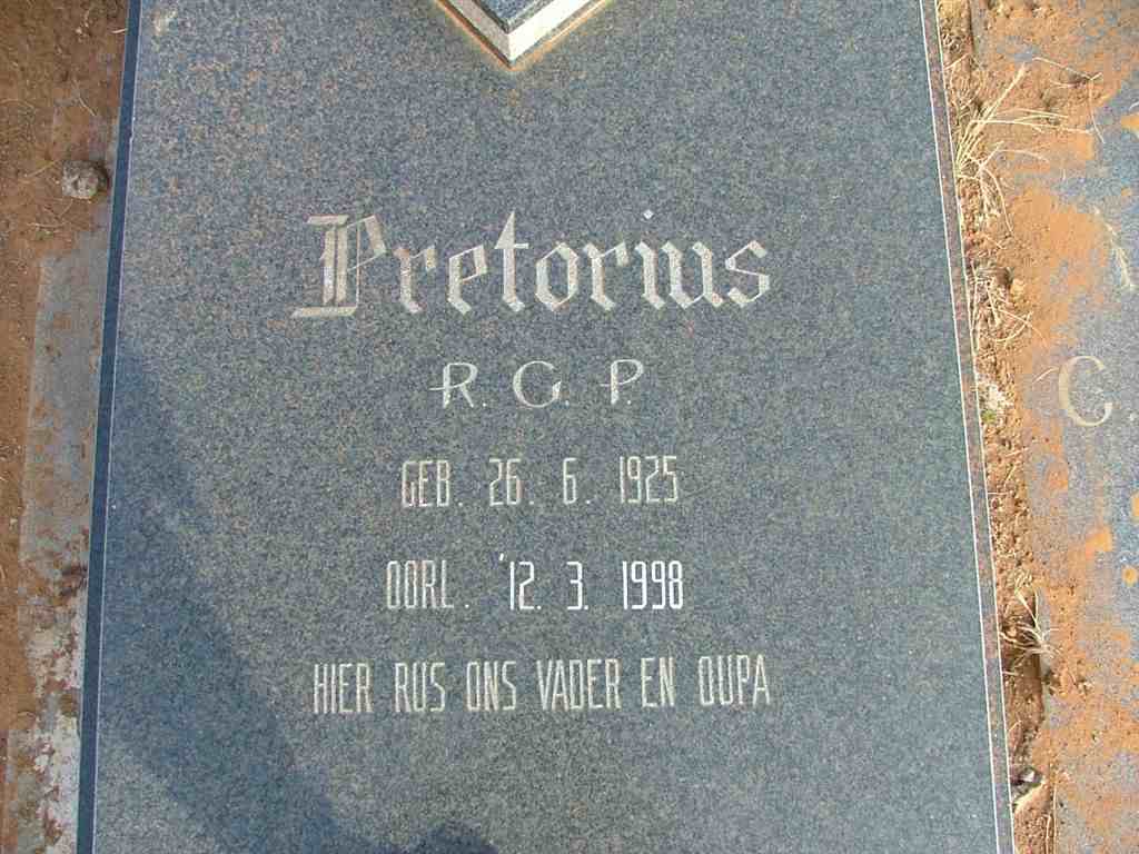 PRETORIUS R.G.P. 1925-1998