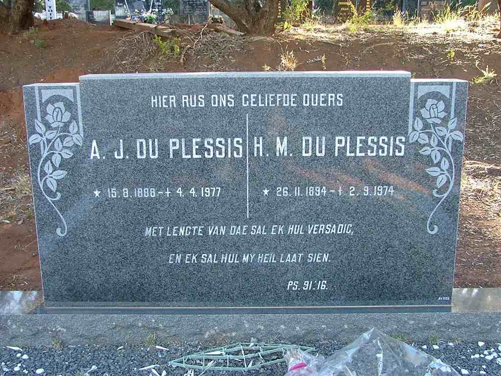 PLESSIS A.J., du 1888-1977 &amp; H.M. 1894-1974