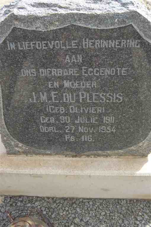 PLESSIS J.M.E., du nee OLIVIER 1911-1954