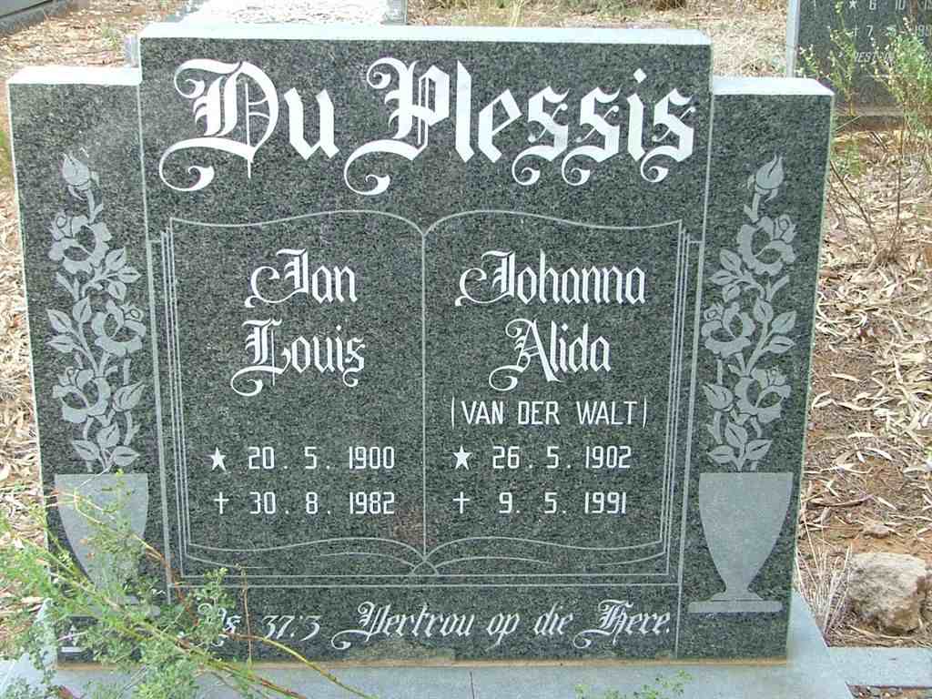PLESSIS Jan Louis, du 1900-1982 &amp; Johanna Alida VAN DER WALT 1902-1991