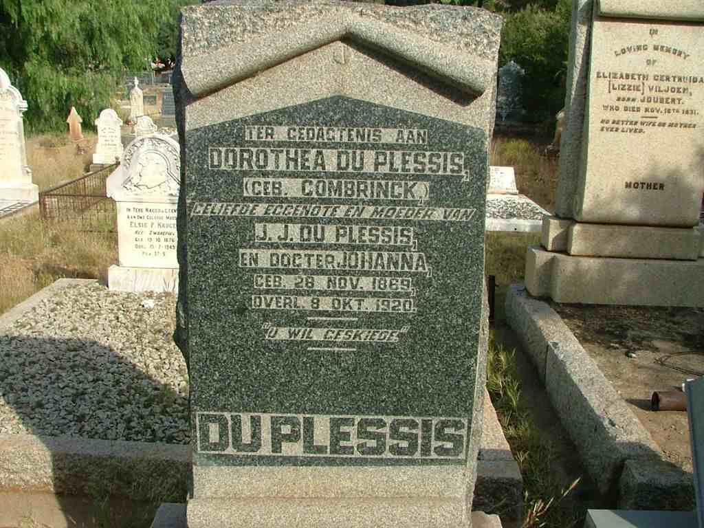 PLESSIS Dorothea, du nee COMBRINCK 1869-1920
