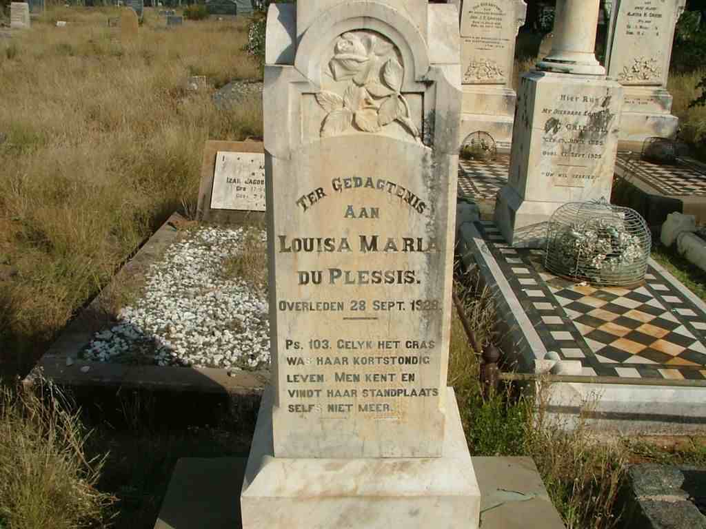 PLESSIS Louisa Maria, du -1928