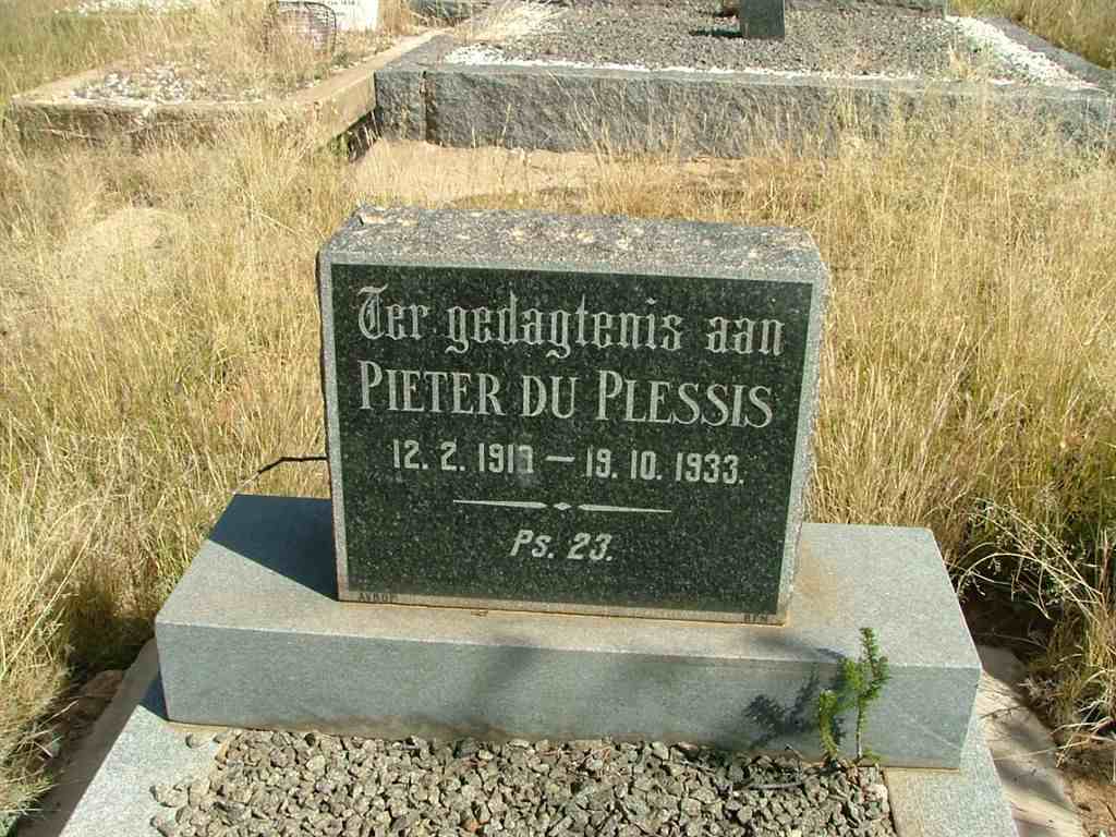 PLESSIS Pieter, du 1919-1933