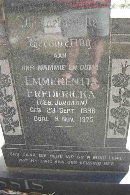 PLESSIS Emmerentia Fredericka, du nee JORDAAN 1896-1975
