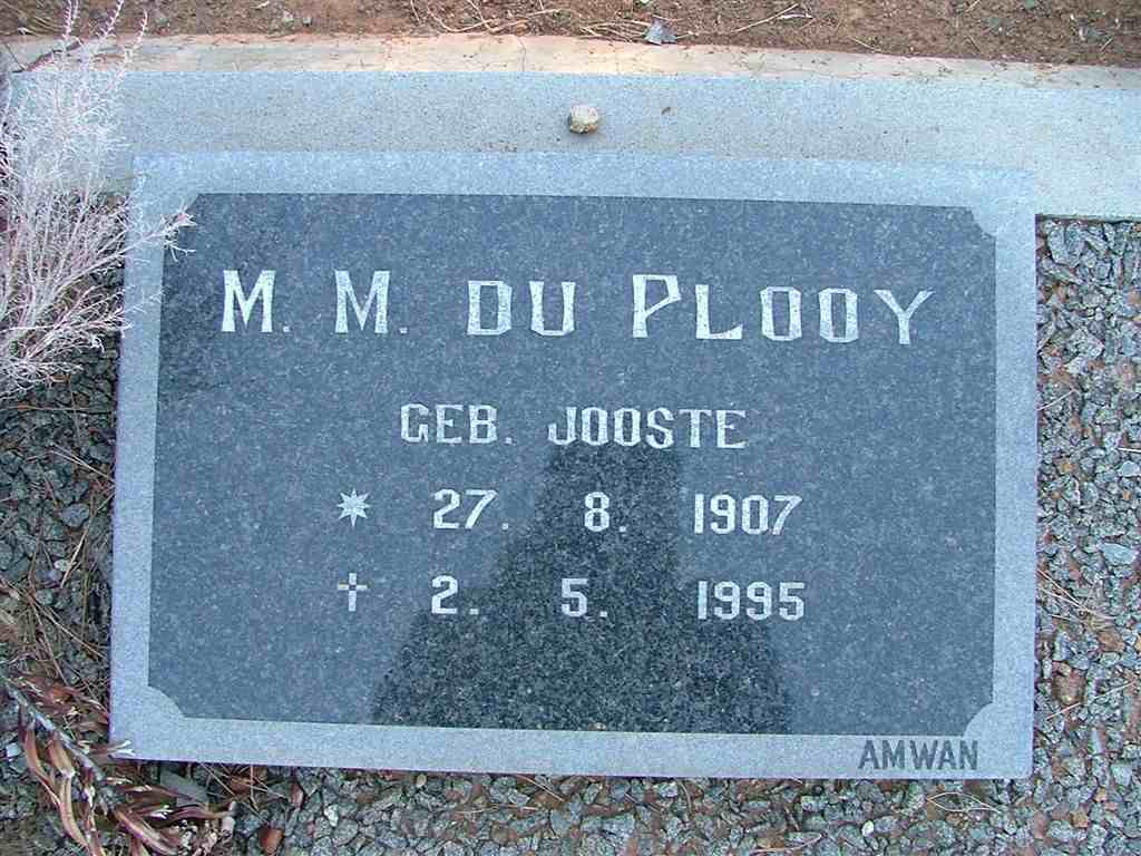 PLOOY M.M., du nee JOOSTE 1907-1995