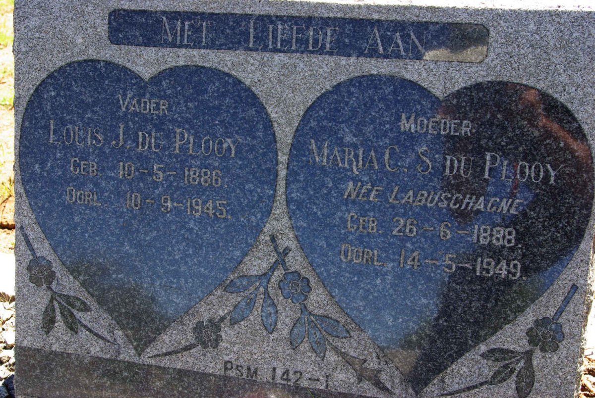 PLOOY Louis J., du 1886-1945 &amp; Maria C.S. LABUSCHAGNE 1888-1949