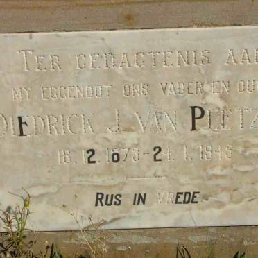 PLETZEN Diedrick J., van 1878-1945 &amp; Hester M. 1875-1958