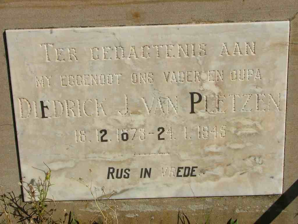 PLETZEN Diedrick J., van 1878-1945