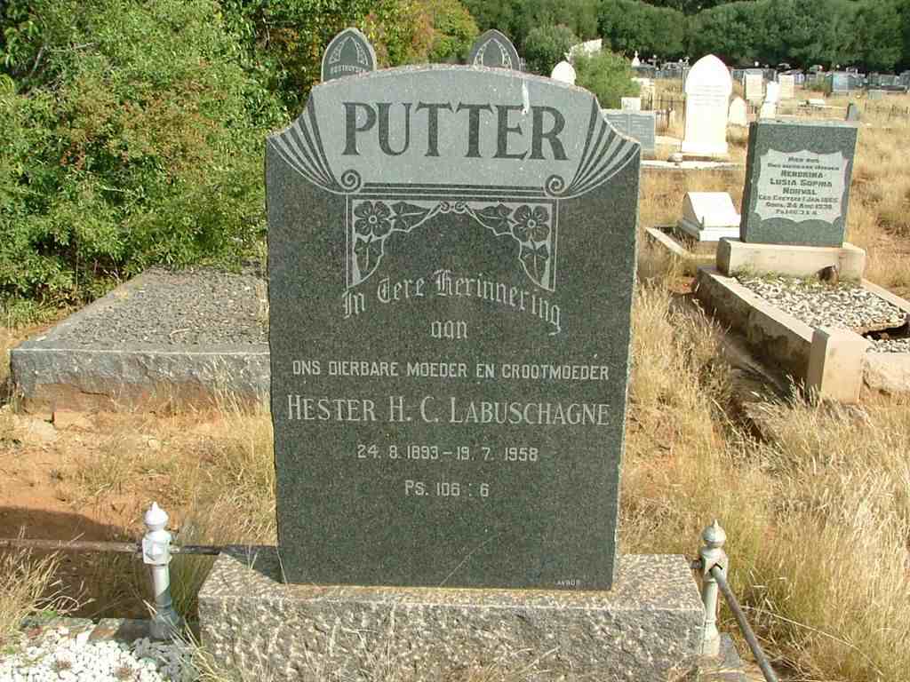 PUTTER Hester H.C. nee LABUSCHAGNE 1893-1958