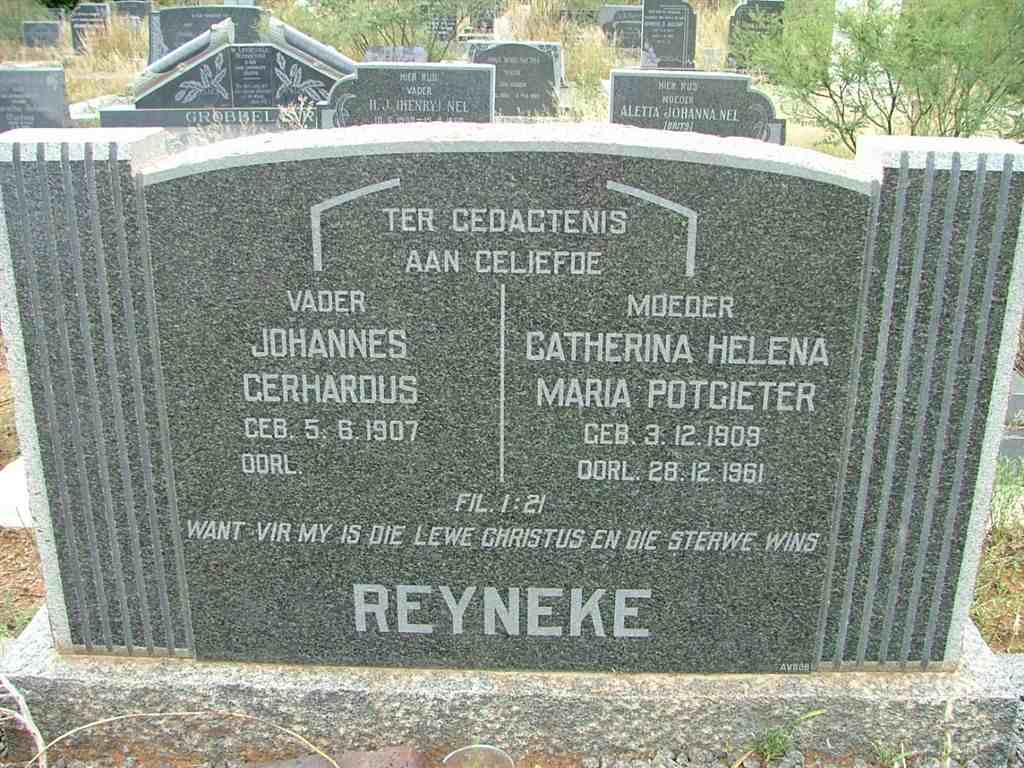 REYNEKE Johannes Gerhardus 1907- &amp; Catherina Helena Maria POTGIETER 1909-1961