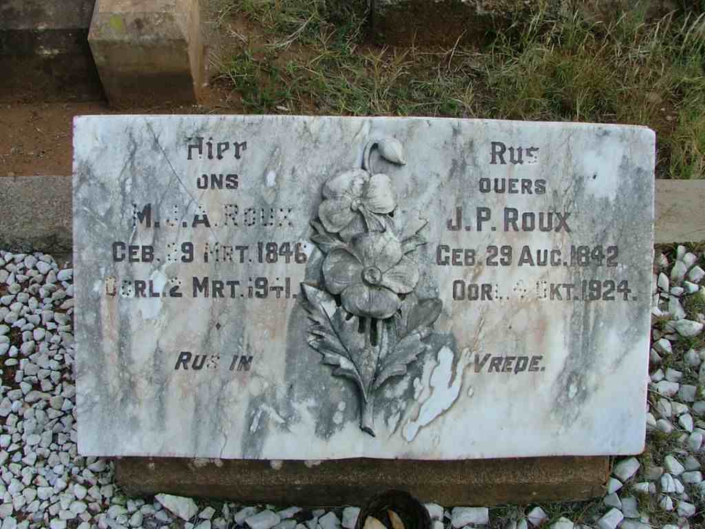 ROUX M.J.A. 1846-1941 &amp; J.P. 1842-1924