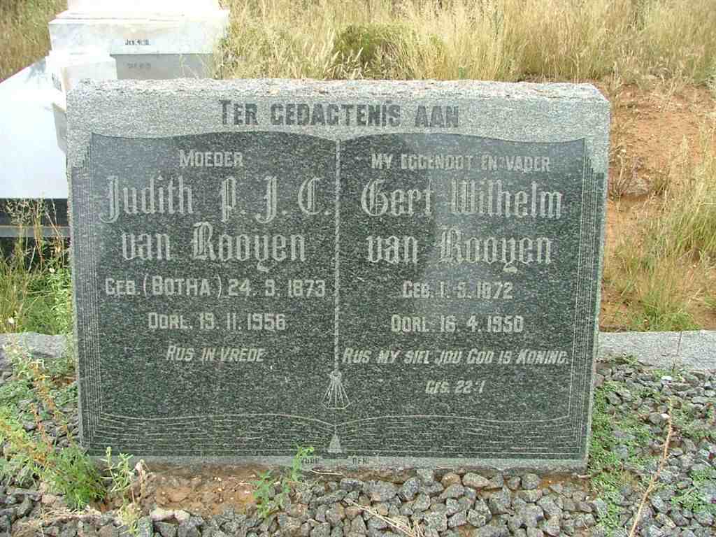 ROOYEN Gert Wilhelm, van 1872-1950 &amp; Judith P.J.C. BOTHA 1873-1956