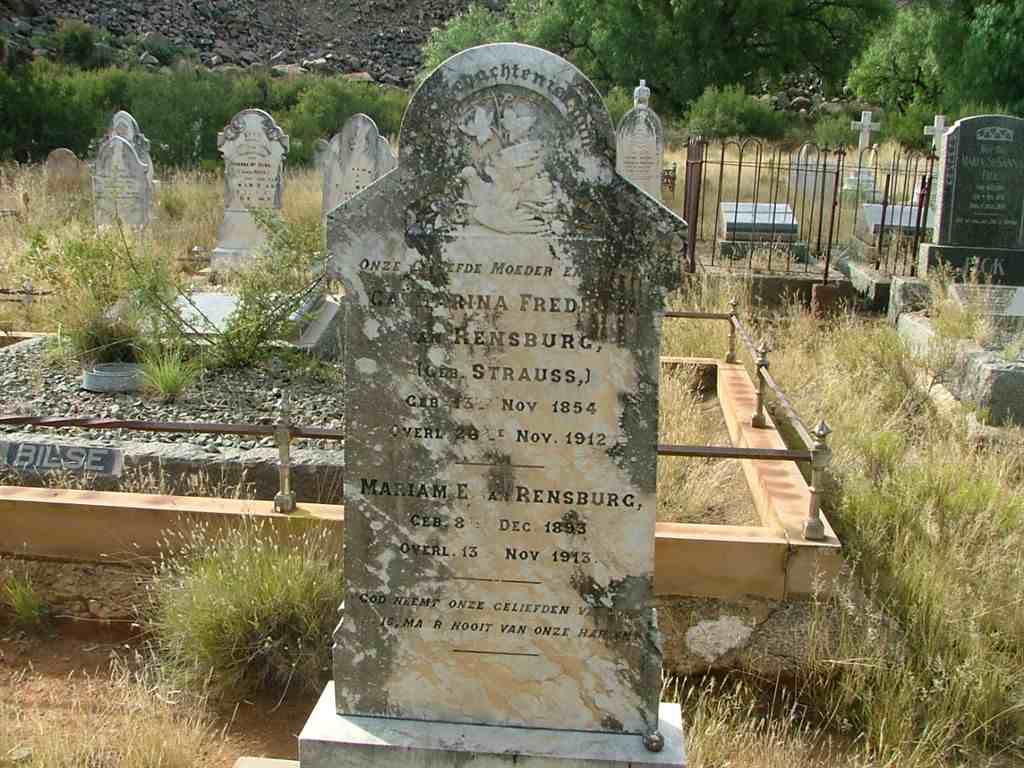 RENSBURG Catharina Fredeika, van nee STRAUSS 1854-1912 :: RENSBURG Mariam E., van 1893-1913