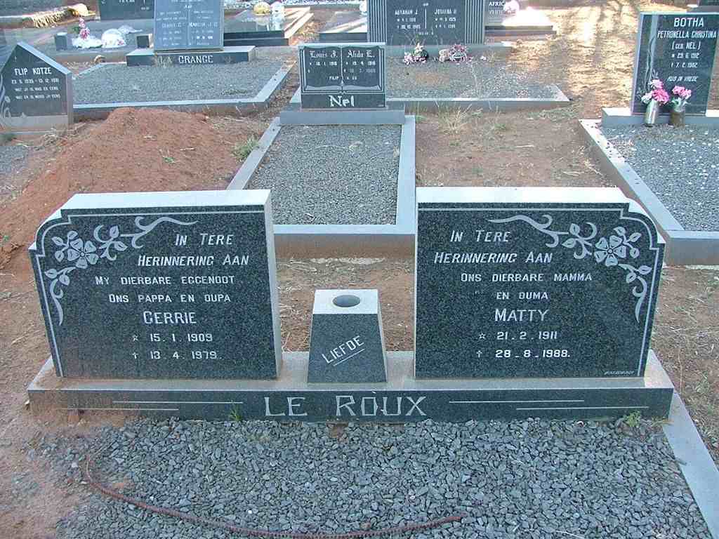 ROUX Gerrie, le 1909-1979 &amp; Matty 1911-1988