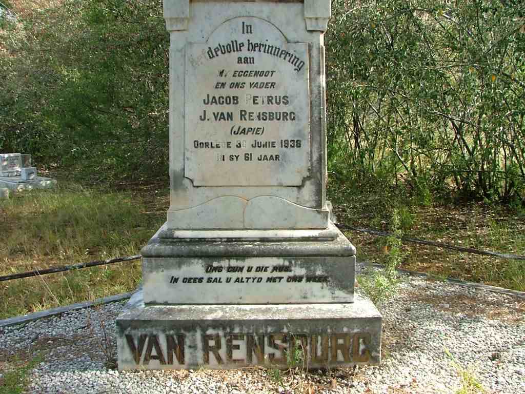 RENSBURG Jacob Petrus, J. van -1938