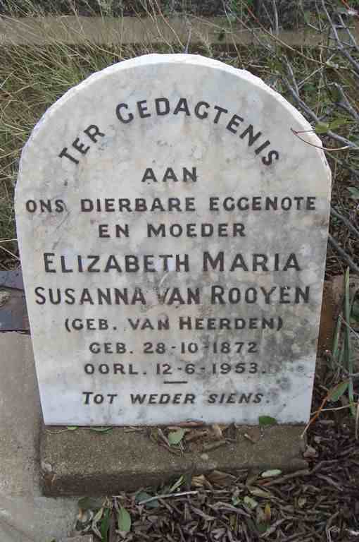 ROOYEN Elizabeth Maria Susanna, van nee VAN HEERDEN 1872-1953