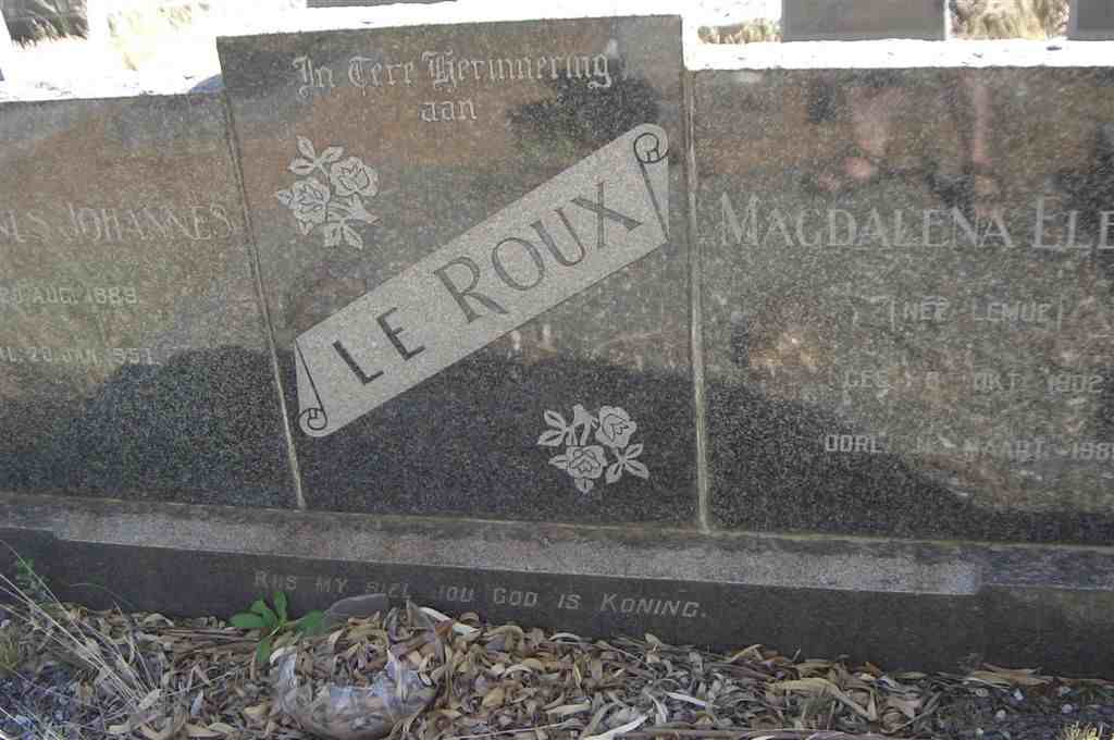 ROUX Marthinus Johannes, le 1889-1957 &amp; Magdalena Elenor LEMUE 1902-1985