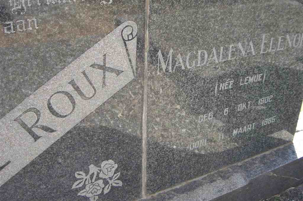 ROUX Magdalena Elenor, le nee LEMUE 1902-1985