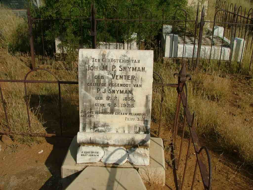 SNYMAN J.M.P. nee VENTER 1856-1925