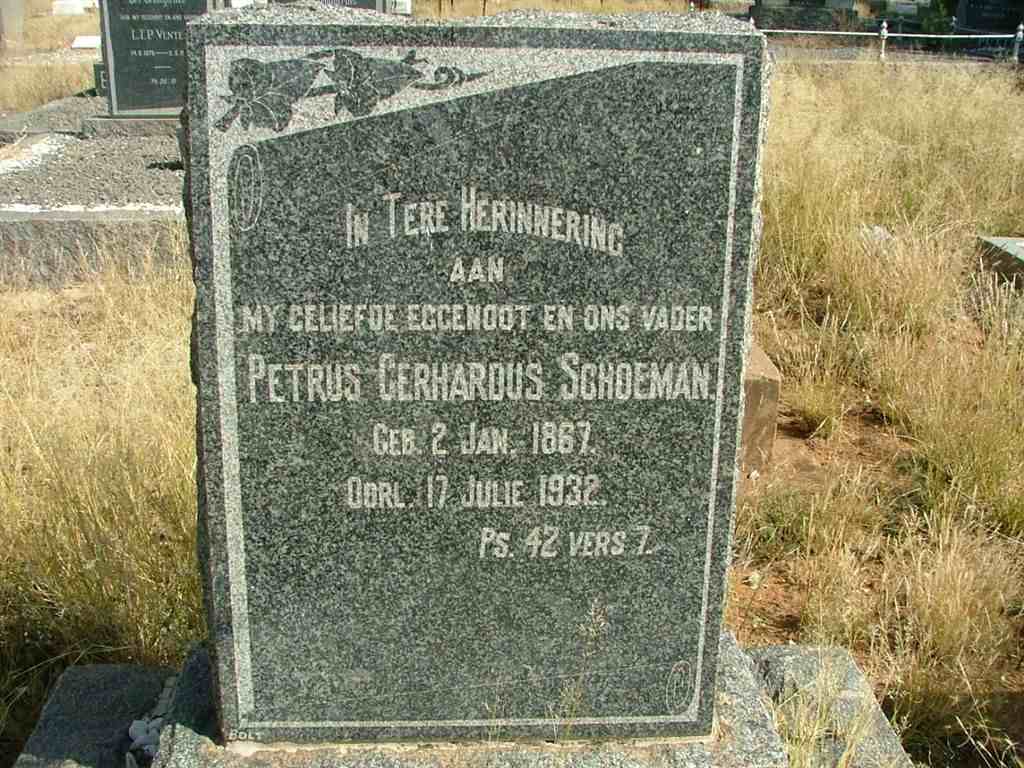 SCHOEMAN Petrus Gerhardus 1867-1932