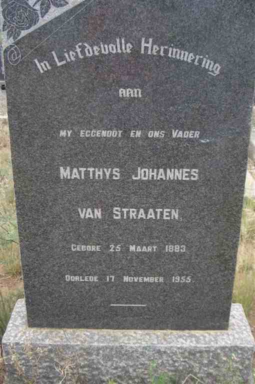 STRAATEN Matthys Johannes, van 1883-1955