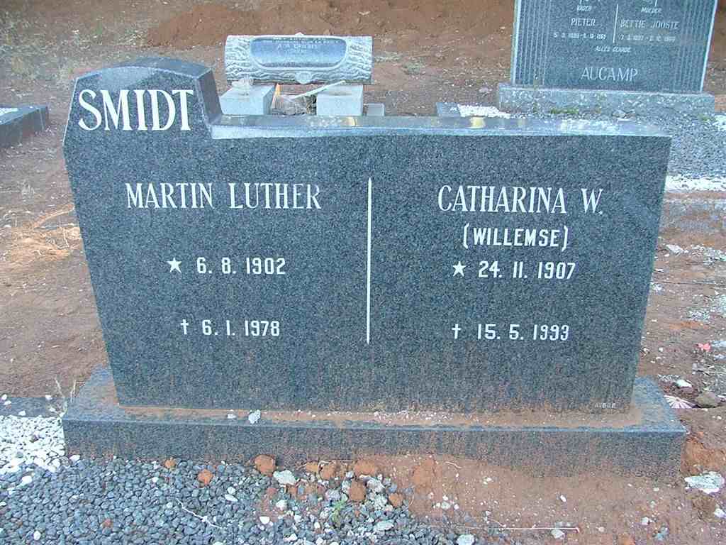 SMIDT Martin Luther 1902-1978 &amp; Catharina W. WILLEMSE 1907-1993