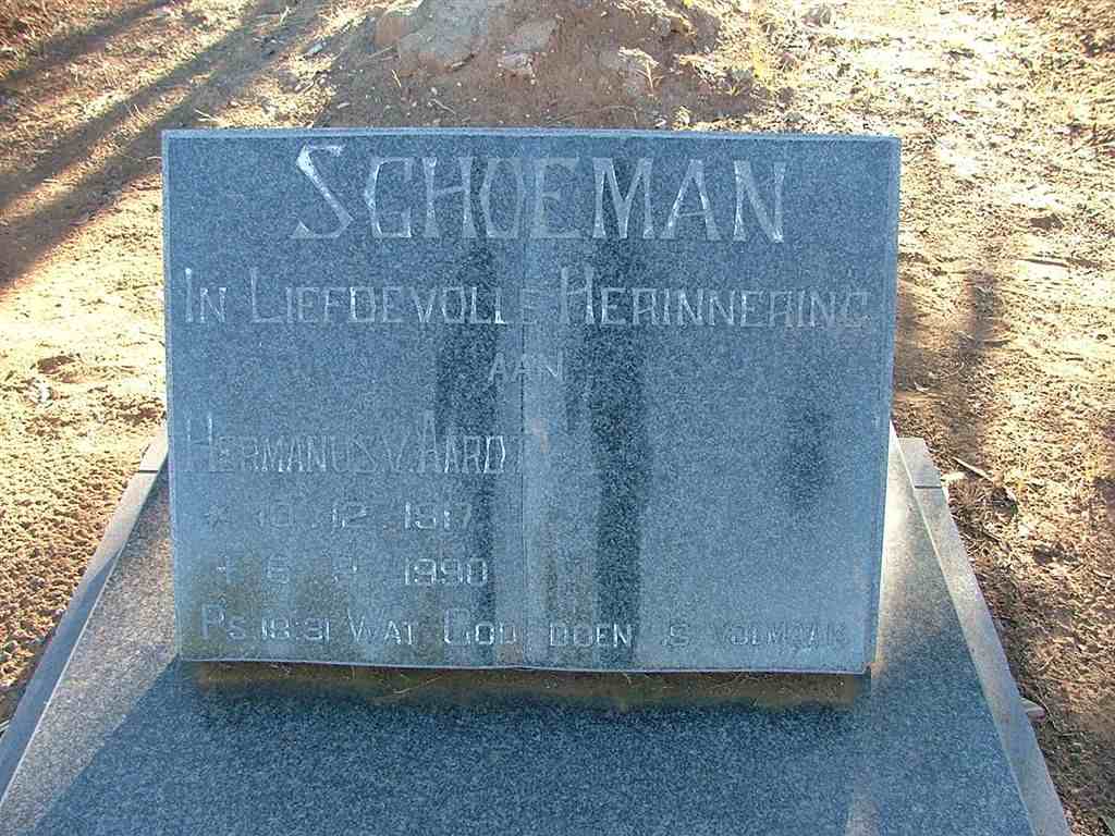 SCHOEMAN Hermanus v. Aardt 1917-1990