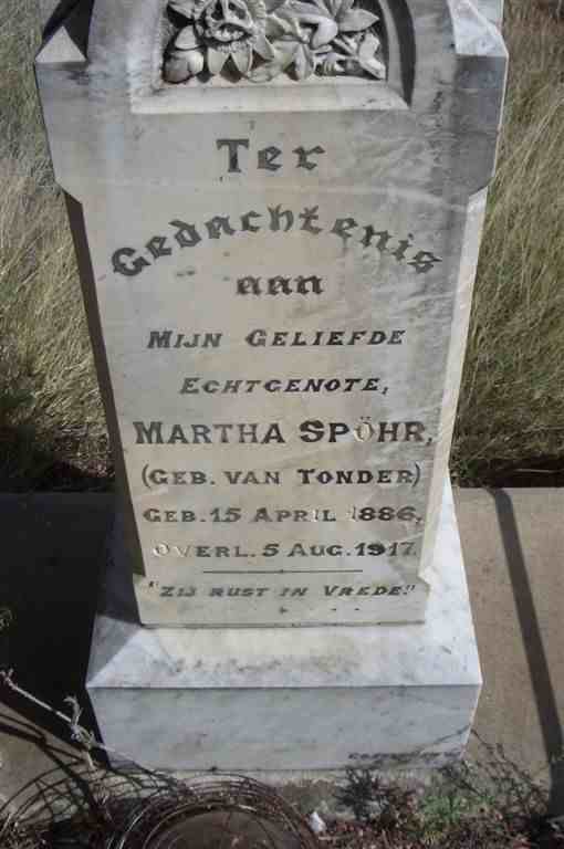 SPOHR Martha nee VAN TONDER 1886-1917