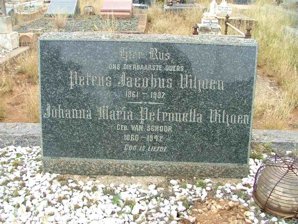VILJOEN Petrus Jacobus 1861-1937 &amp; Johanna Maria Petronella VAN SCHOOR 1860-1942