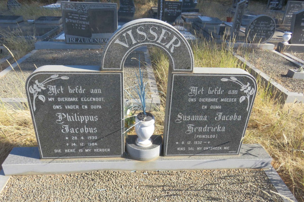 VISSER Philippus Jacobus 1930-1984 &amp; Susanna Jacoba Hendrieka PRINSLOO 1932-