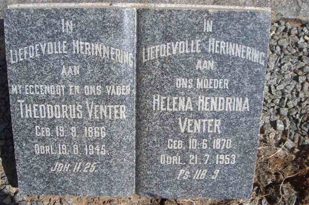 VENTER Theodorus 1866-1945 &amp; Helena Hendrina 1870-1953