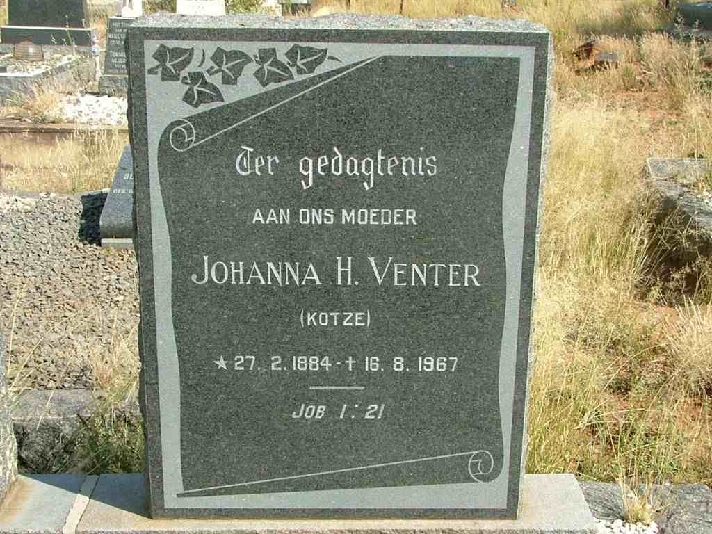 VENTER Johanna H. nee KOTZE 1884-1967