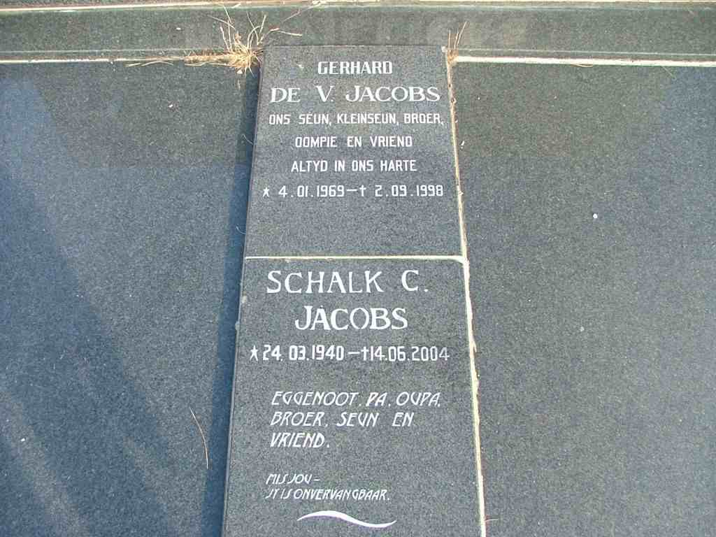JACOBS Gerhard De V. 1969-1998, JACOBS Schalk C. 1940-2004