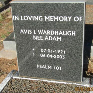 WARDHAUGH Avis L. nee ADAM 1921-2003