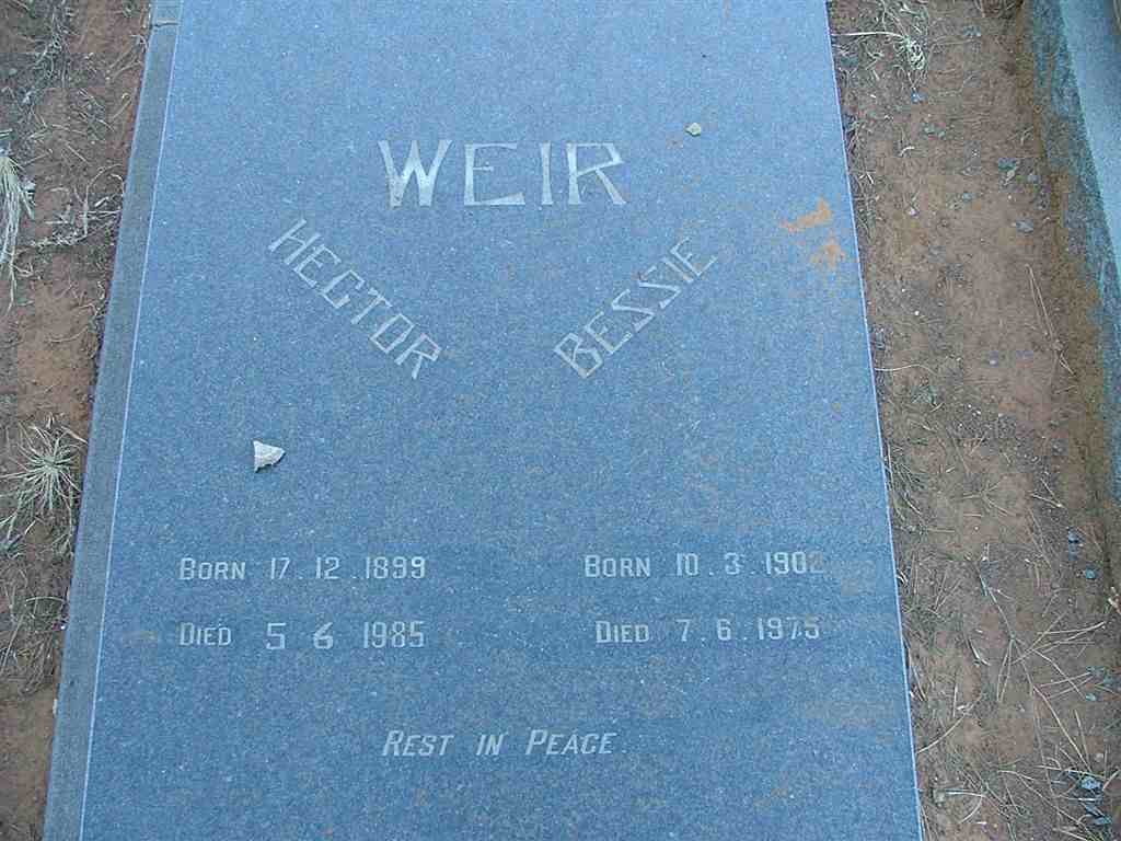 WEIR Hector 1899-1985 &amp; Bessie 1902-1975