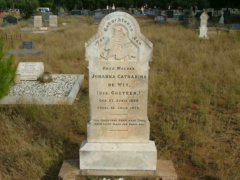 WIT Johanna Catharina, de nee COETZER 1839-1925
