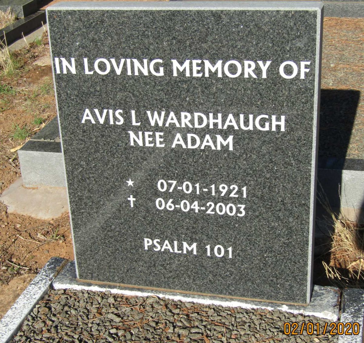 WARDHAUGH Avis L. nee ADAM 1921-2003