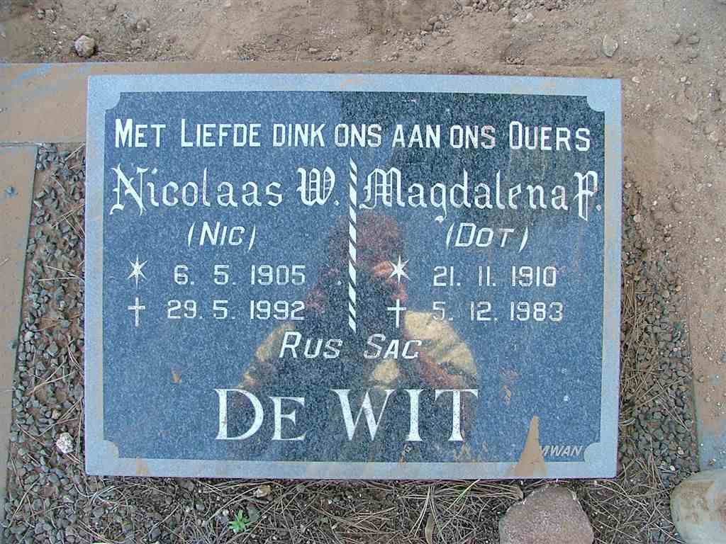 WIT Nicolaas W., de 1905-1992 &amp; Magdalena P. 1910-1983