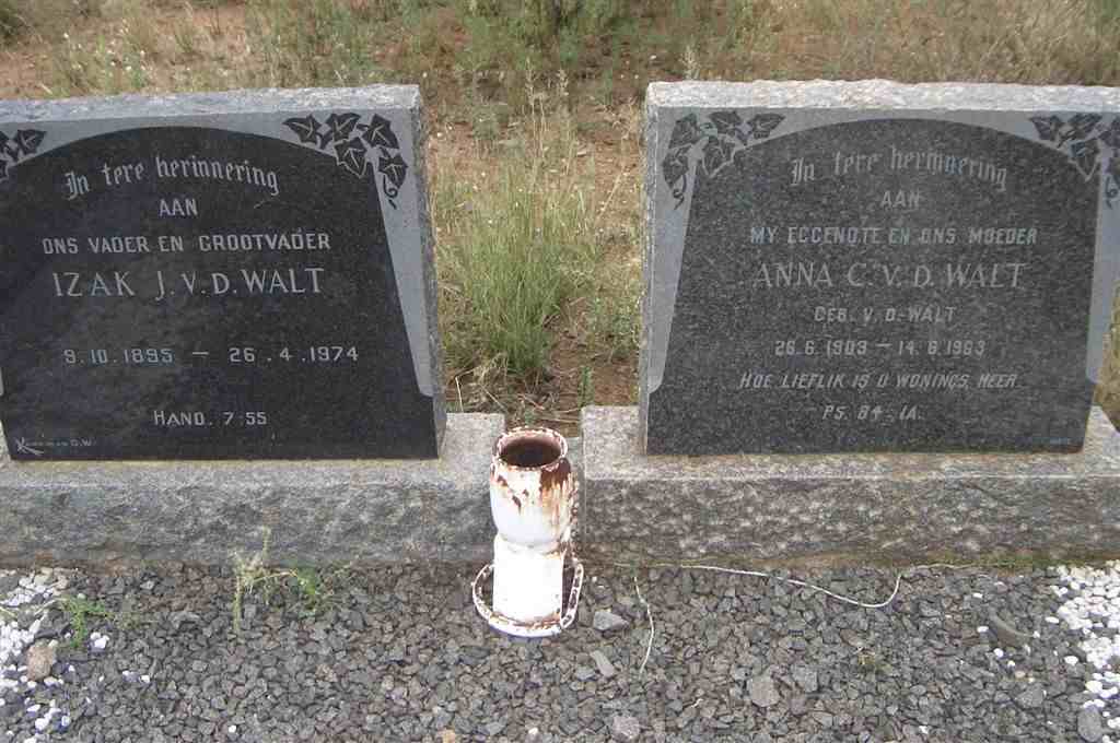 WALT Izak J., v.d. 1895-1974 &amp; Anna C. V.D. WALT 1903-1963