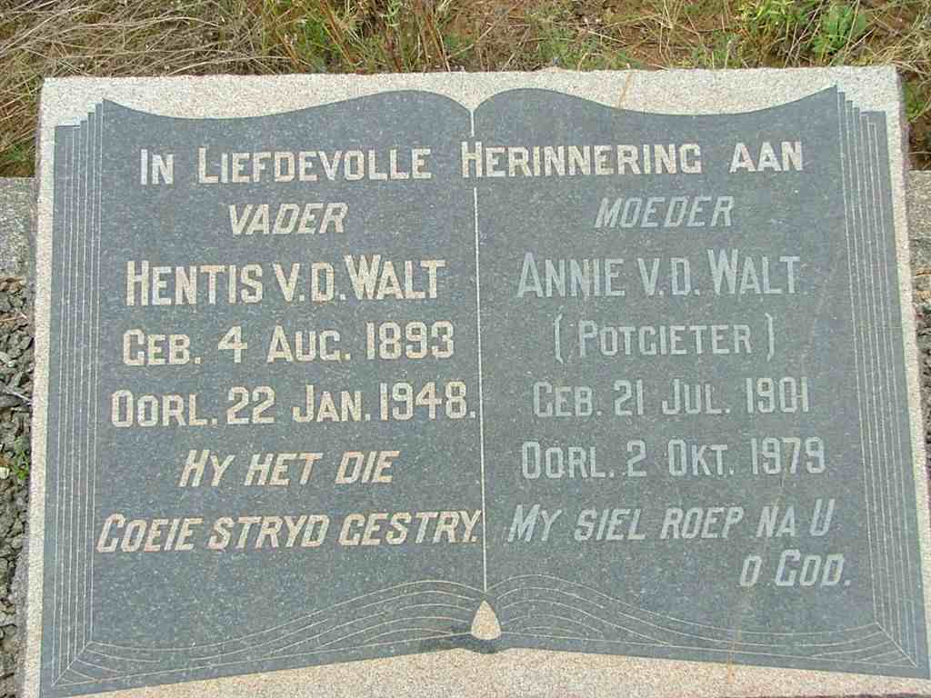 WALT Hentis, v.d. 1893-1948 &amp; Annie POTGIETER 1901-1979