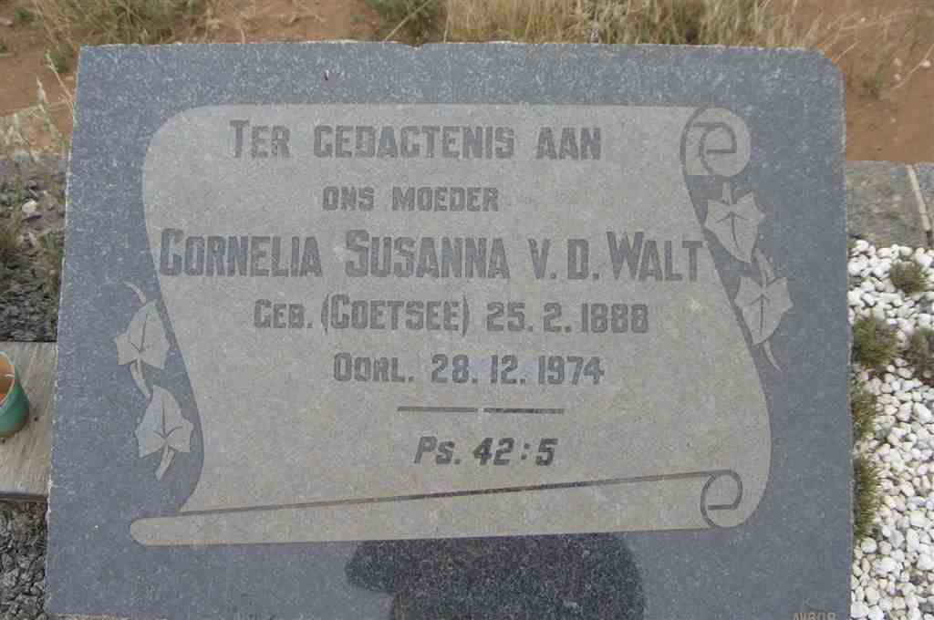 WALT Cornelia Susanna, v.d. nee COETSEE 1888-1974