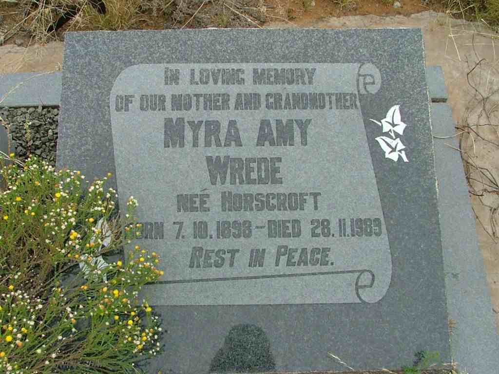 WREDE Myra Amy nee HORSCROFT 1898-1989