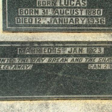 FICHARDT Arthur Emanuel 1872-1934 &amp; Violet BROCKENHAGEN 1876-1921 :: FICHARDT Nathalie Mary nee LUCAS 1880-1936