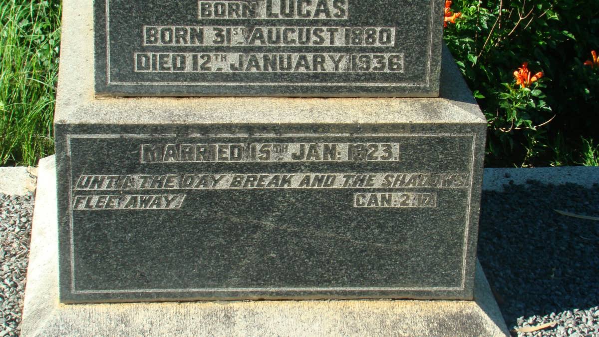 FICHARDT Nathalie Mary nee LUCAS 1880-1936