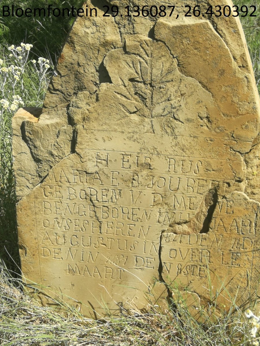 JOUBERT Maria E.B. nee V.D. MERWE 1821-1881